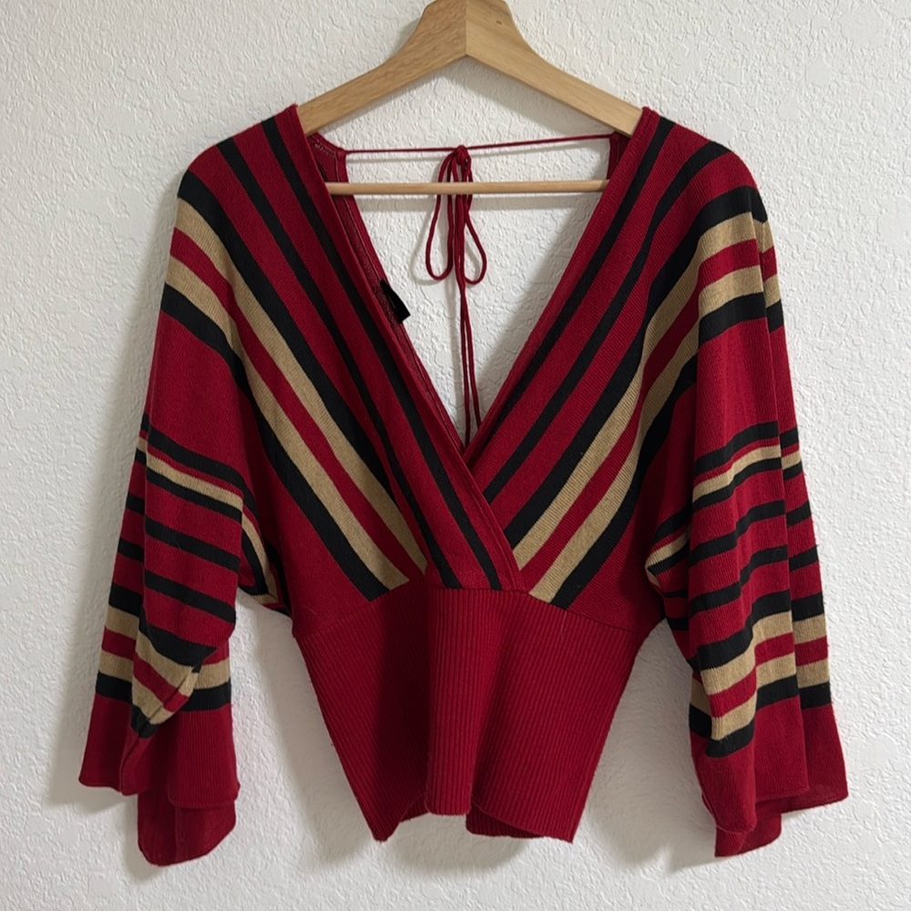 Frederick’s of Hollywood V Neck Back Tie Sweater